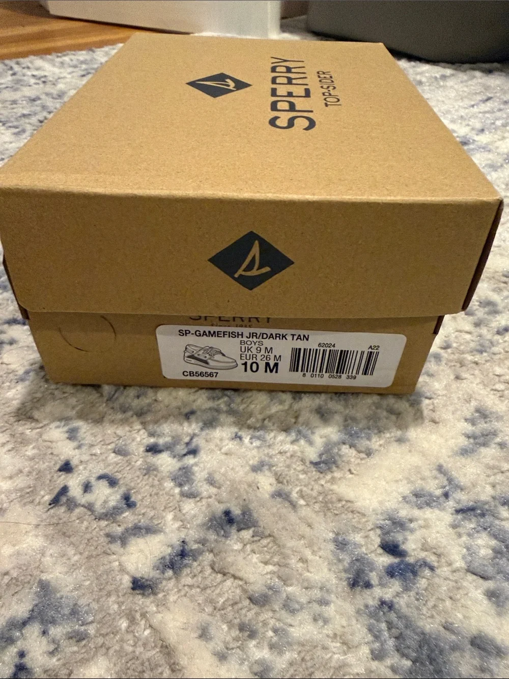 Sperry Kids Tan Leather Boat Shoes with Patterned Laces
